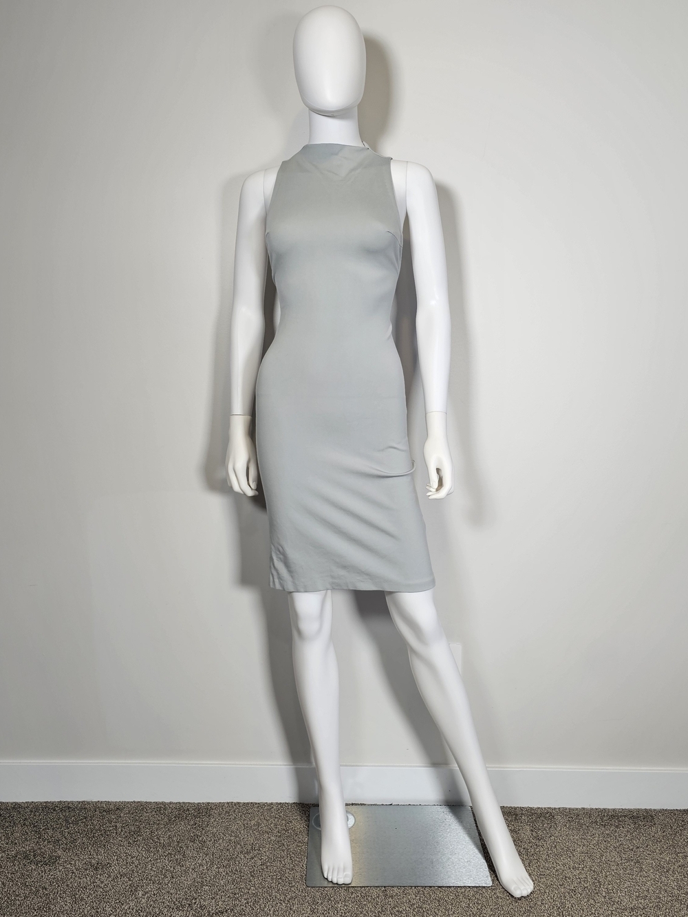 Babaton Aritzia Pale Gray Mint Halter Midi Dress Sz 00